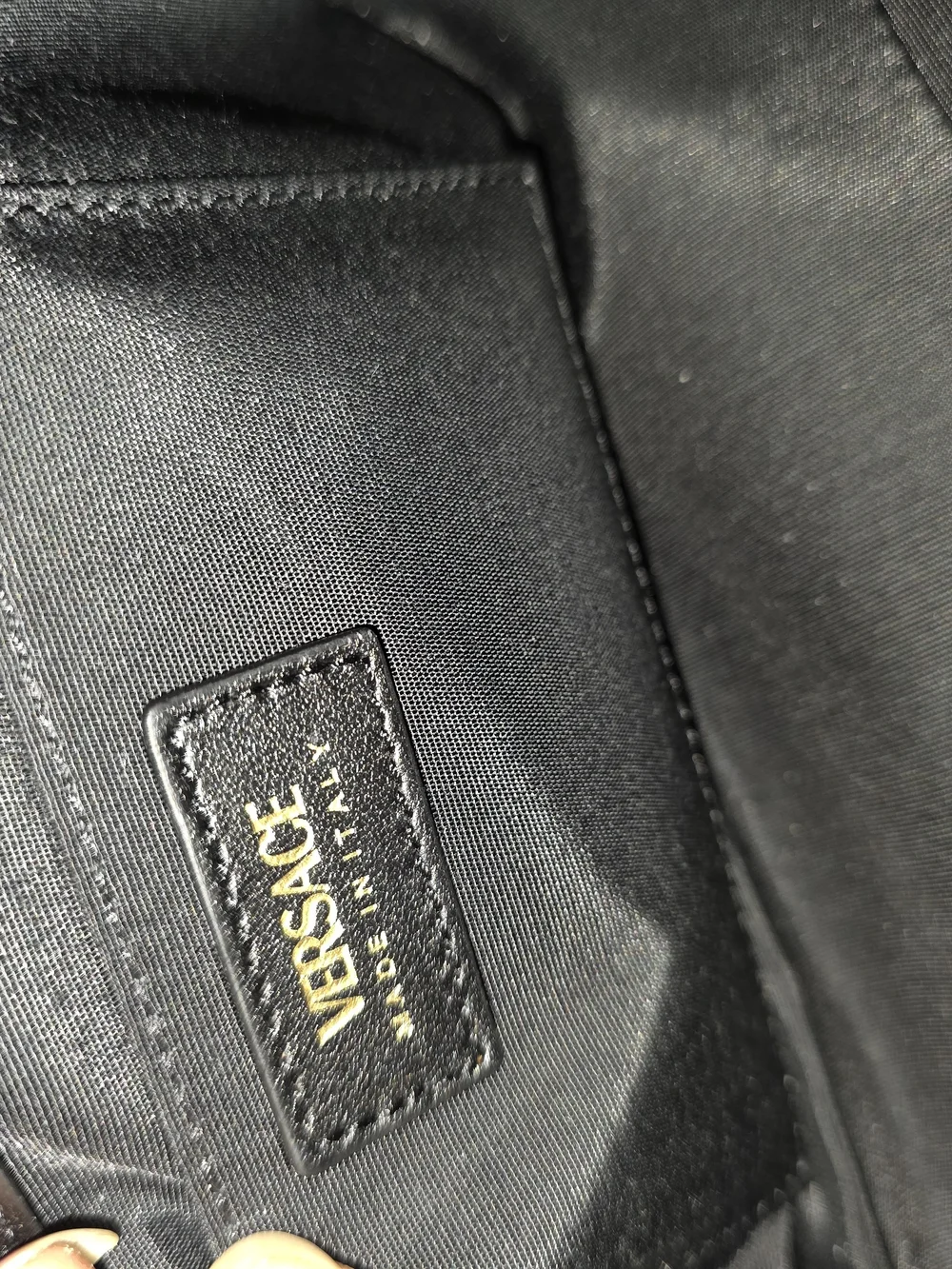 Versace Black Quilted Shoulder Bag with Gold Chain